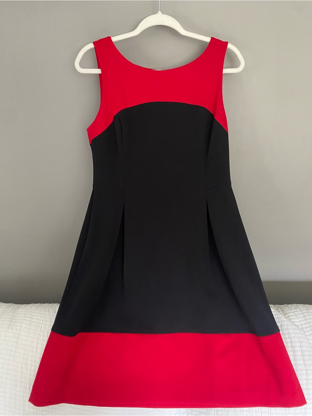 Tommy Hilfiger Red and Black Sleeveless Fit-and-Flare Dress